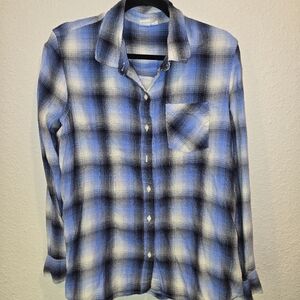 GAP Blue Black White Plaid Button-Down Shirt